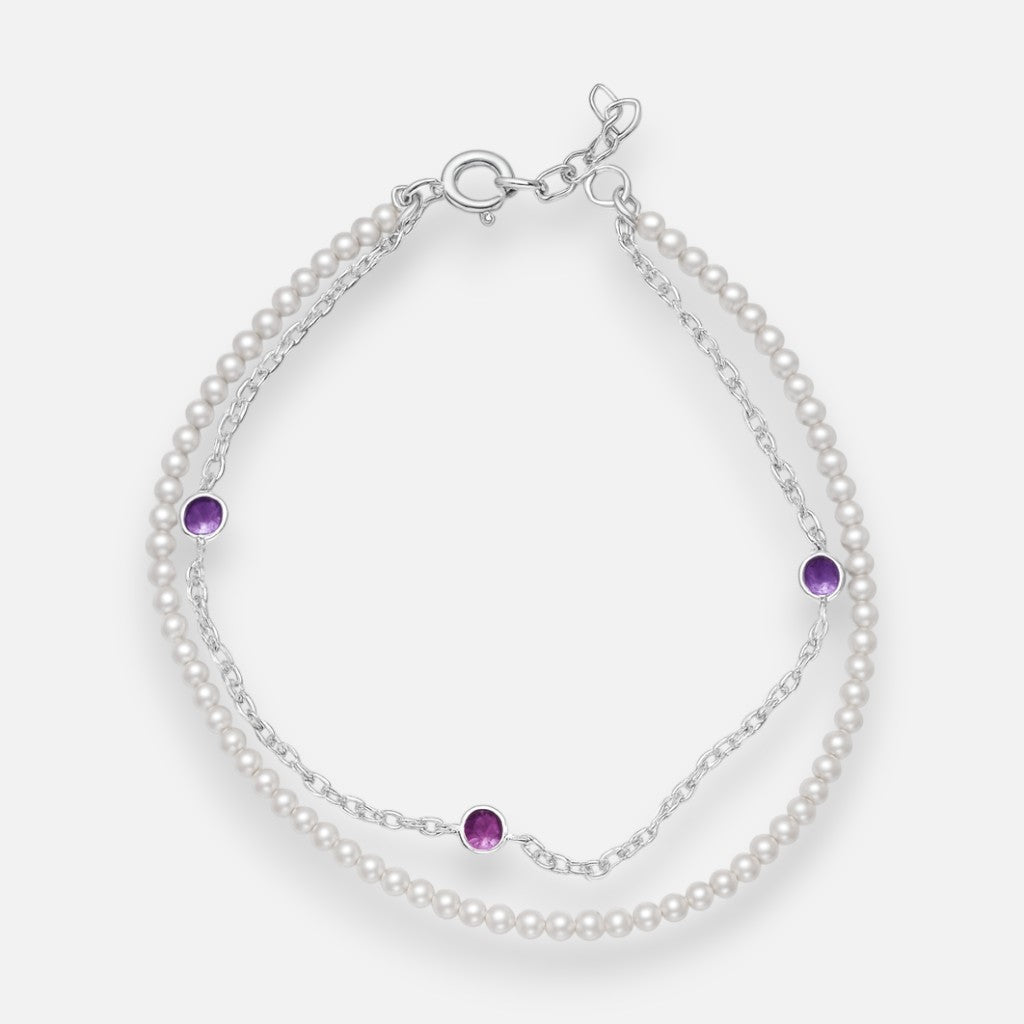 Pulsera Doble Perlas Circones Amatista