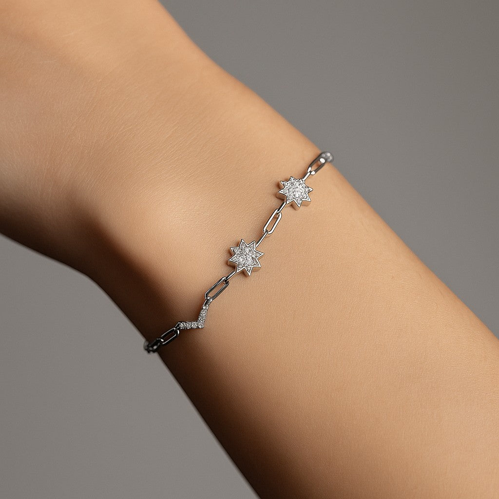 Pulsera Eslabones Estrellas Circones