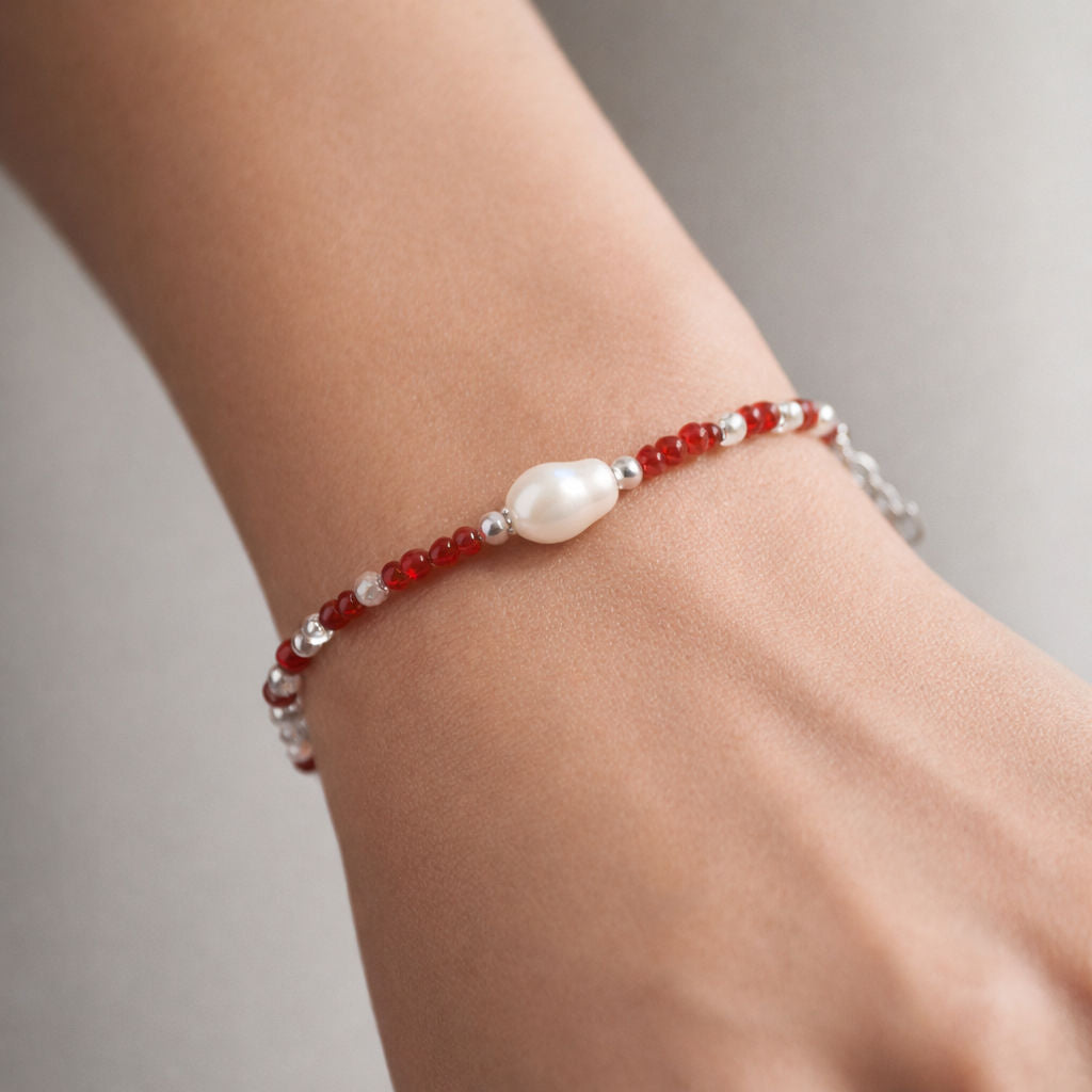 Pulsera Cristales Naranja Perla Desigual Esferas