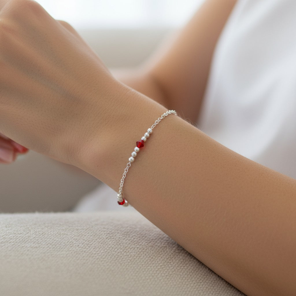 Pulsera Esferas Cristal Hecho con Swarovski® Rojo