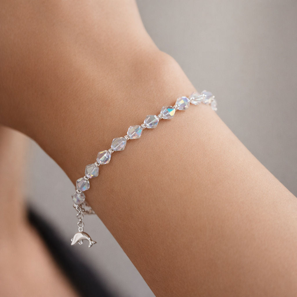 Pulsera Delfín Cristales Hecho con Swarovski® Tornasol