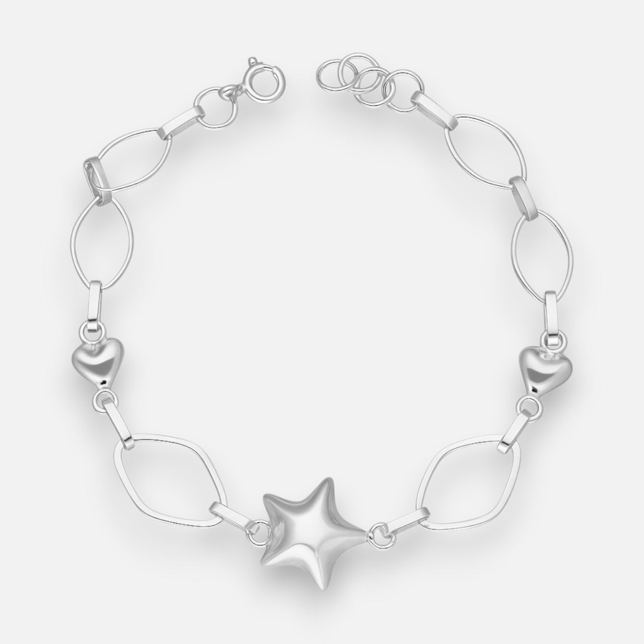 Pulsera Estrella Óvalos Corazones