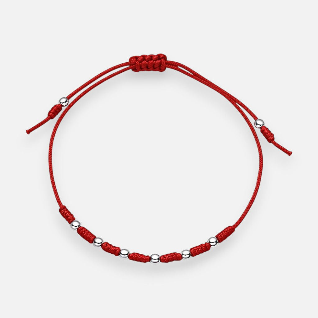 Pulsera Hilo Rojo Ajustable 7 Nudos Esferas