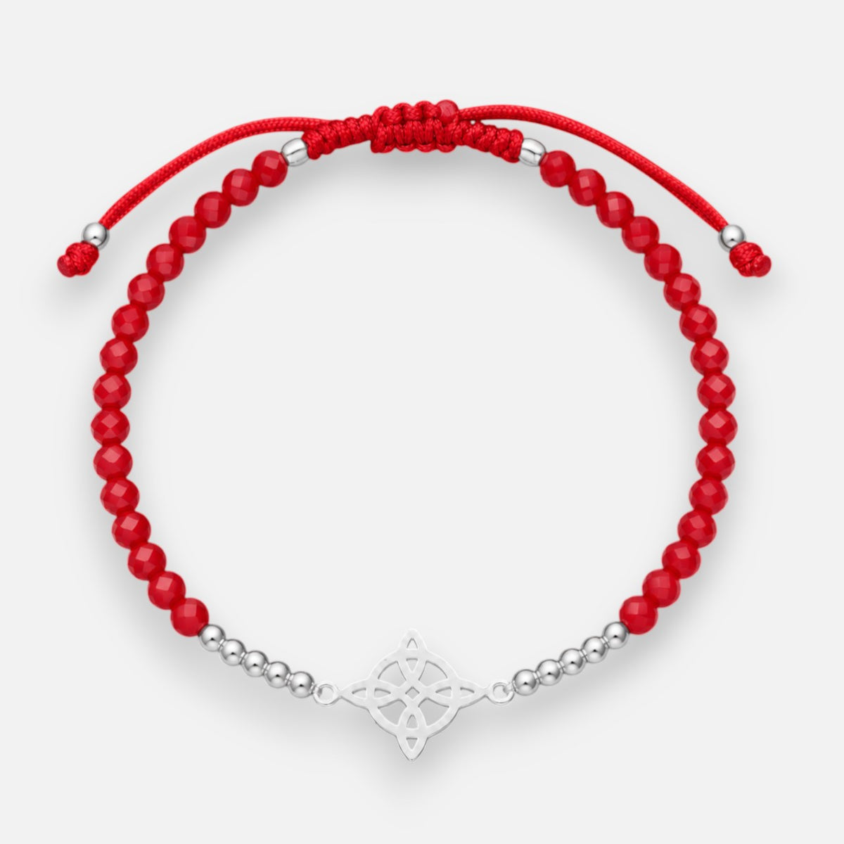 Pulsera Nudo de Bruja Cristales Rojos