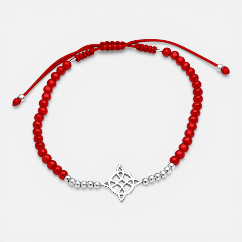 Pulsera Cristales Hilo Rojo Ajustable Nudo de Brujas