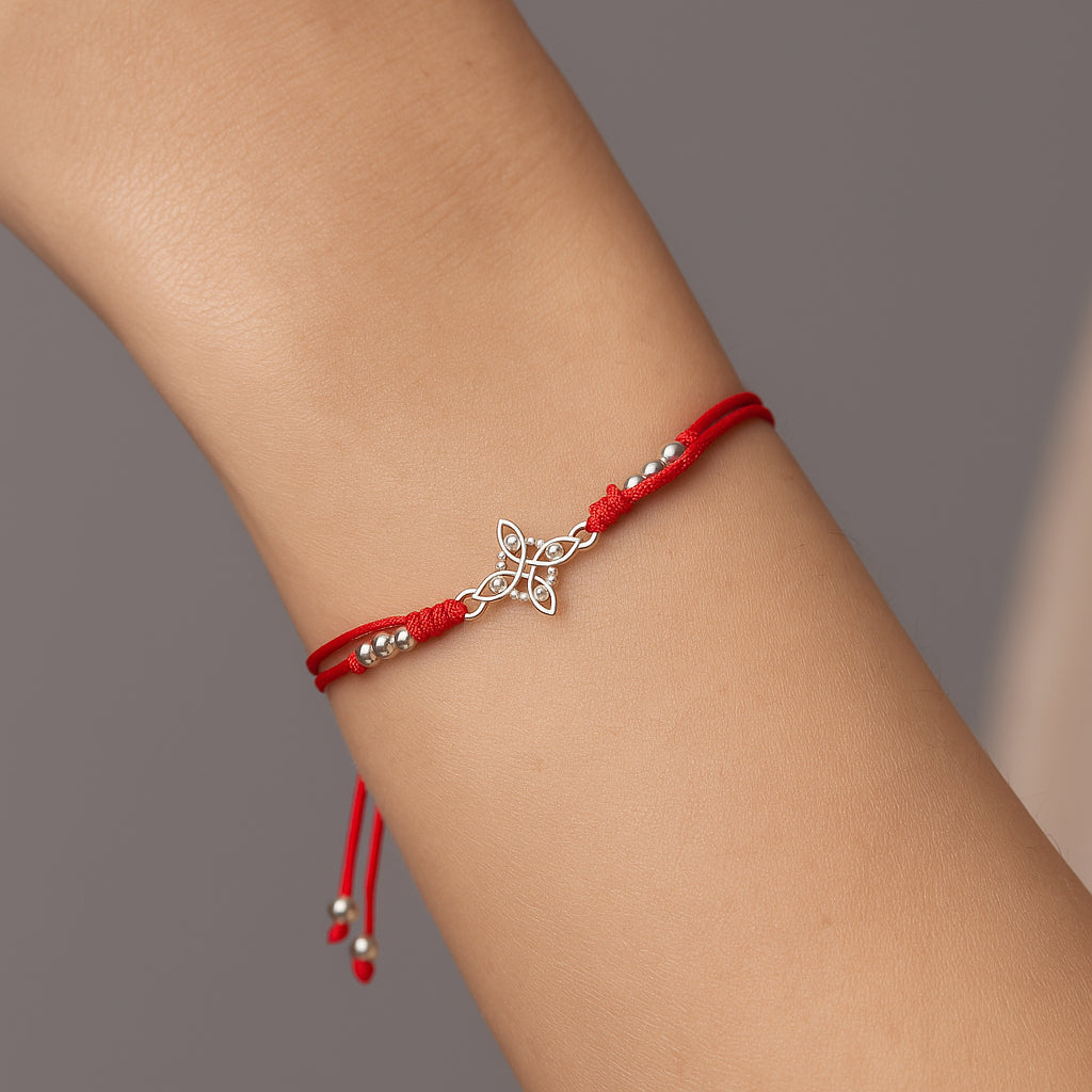 Pulsera Hilo Rojo Ajustable Nudo de Brujas