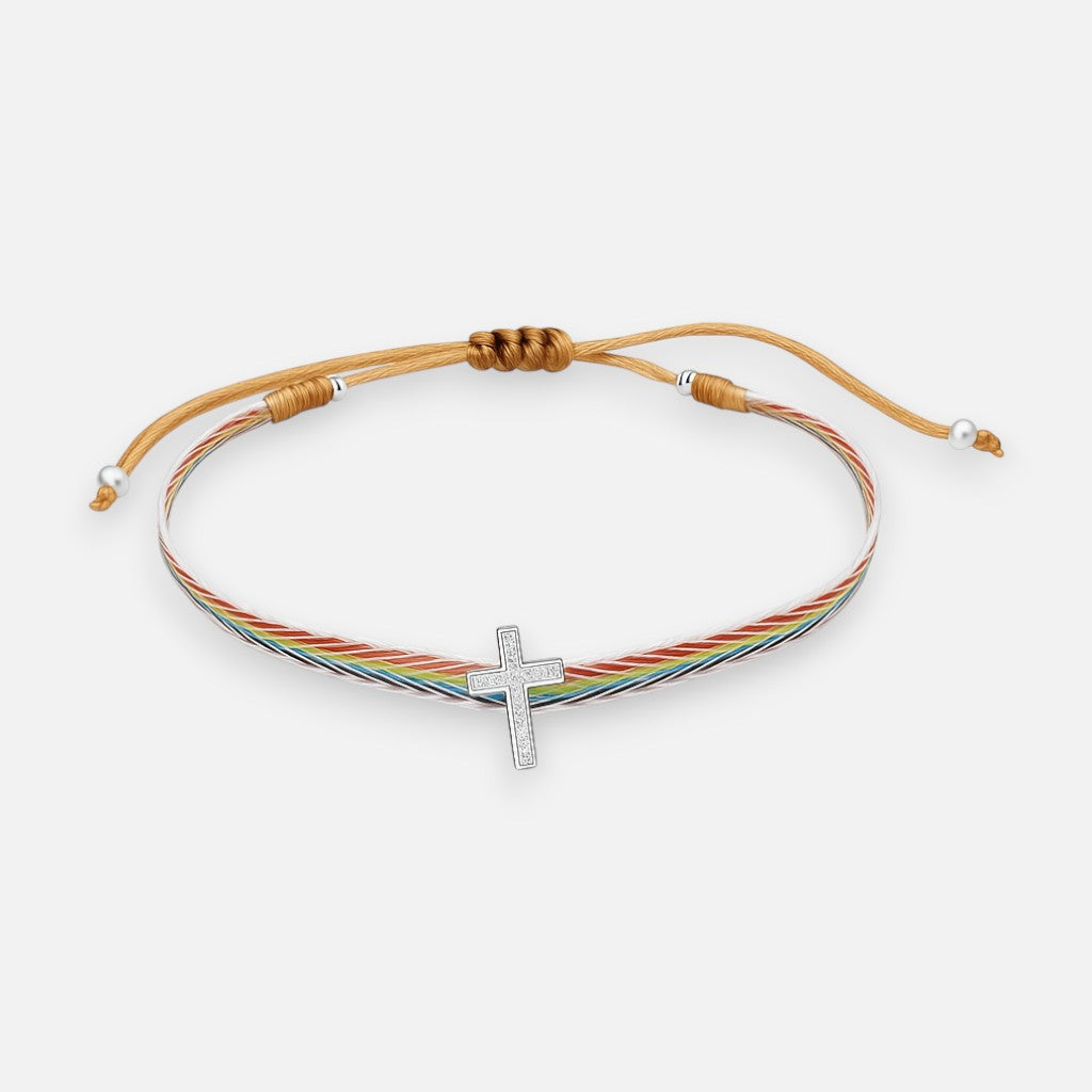 Pulsera Ajustable Hilo Cinta Multicolor Cruz Circones