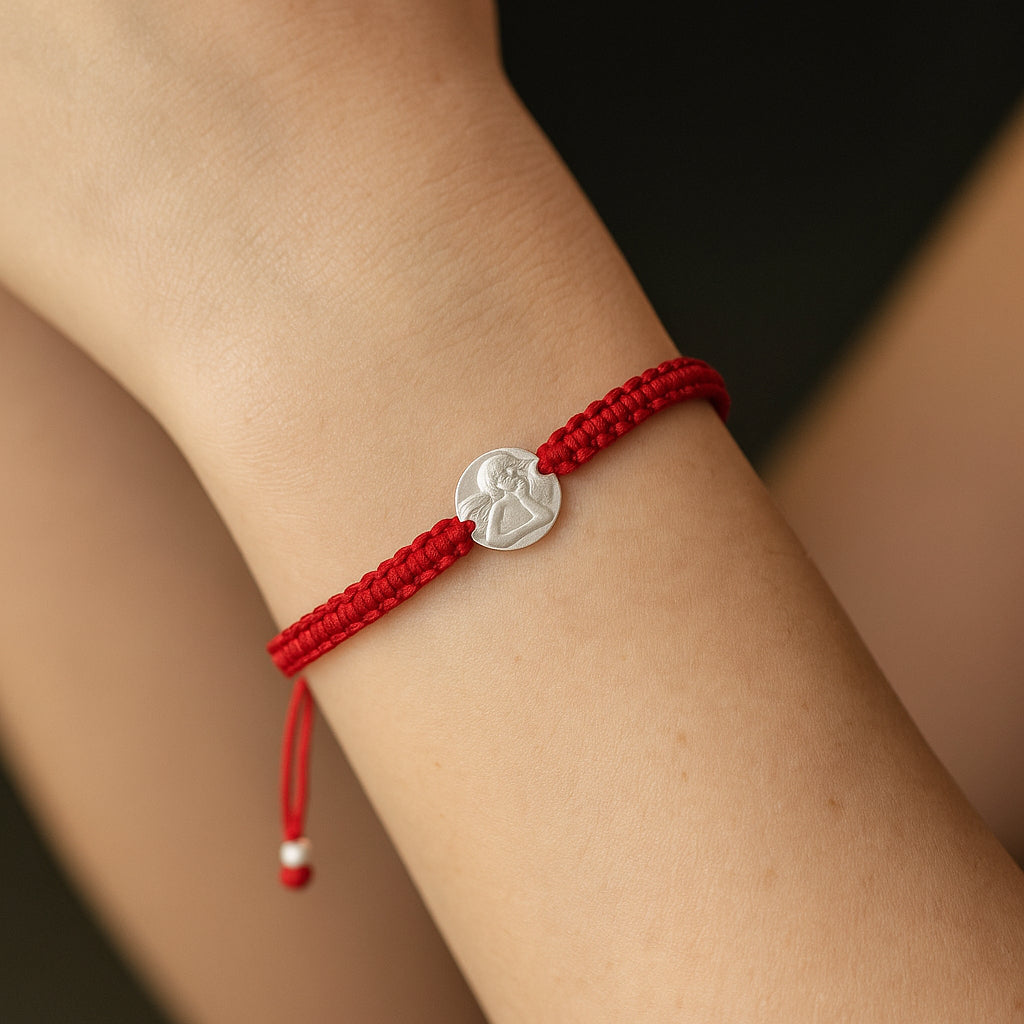Pulsera Ajustable Mini Baby Hilo Rojo Ángel de la Guarda