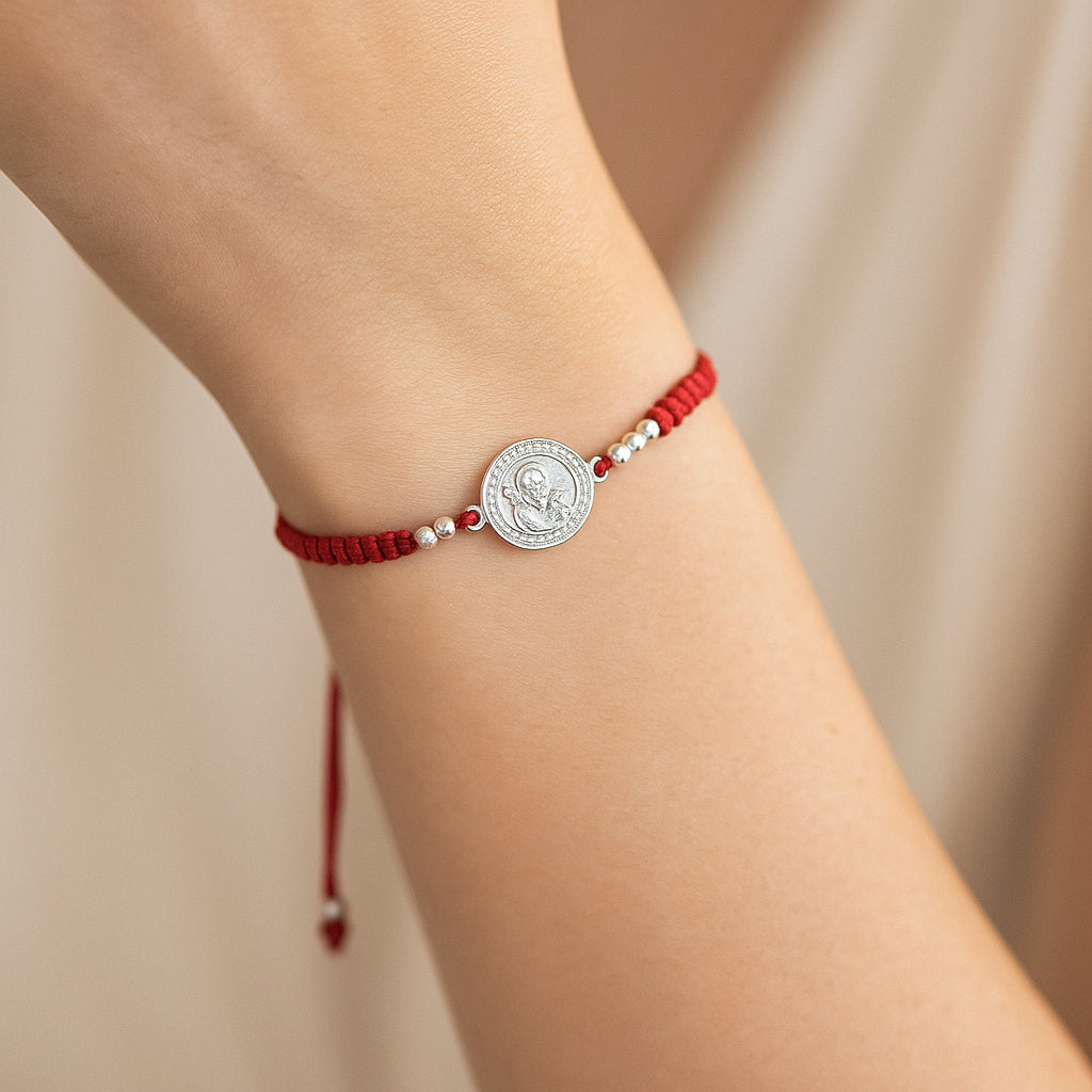 Pulsera Hilo Rojo Ajustable San Benito Abad