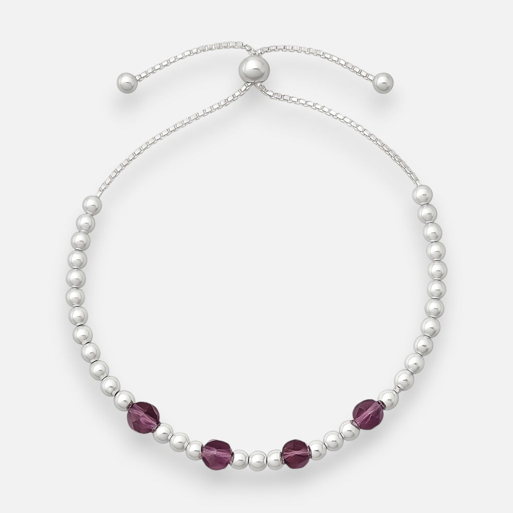 Pulsera Ajustable Esferas Cristales Hecho con Swarovski® Morado