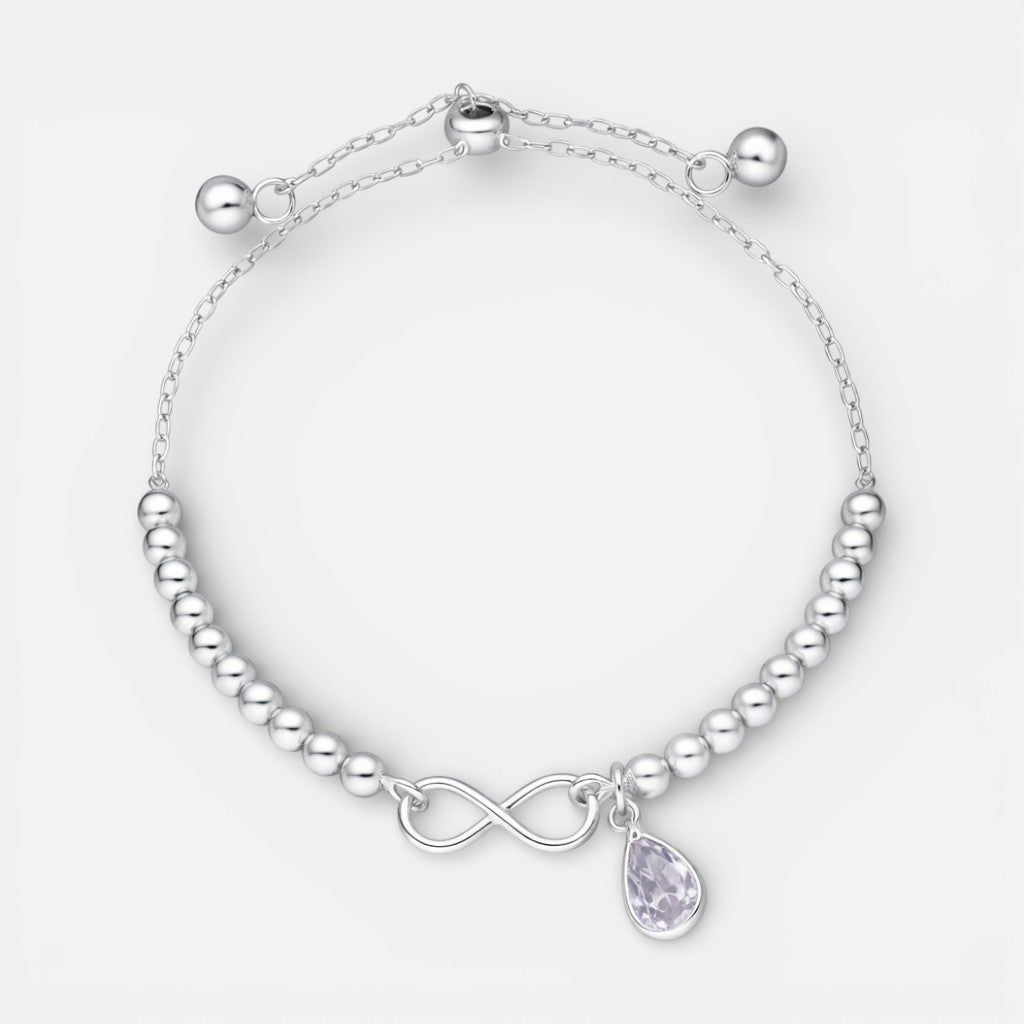 Pulsera Ajustable Esferas Infinito Gota Circón