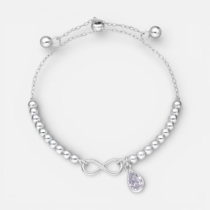Pulsera Ajustable Esferas Infinito Gota Circón