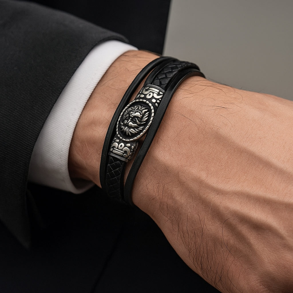 Pulsera Acero Quirúrgico Trenzada León