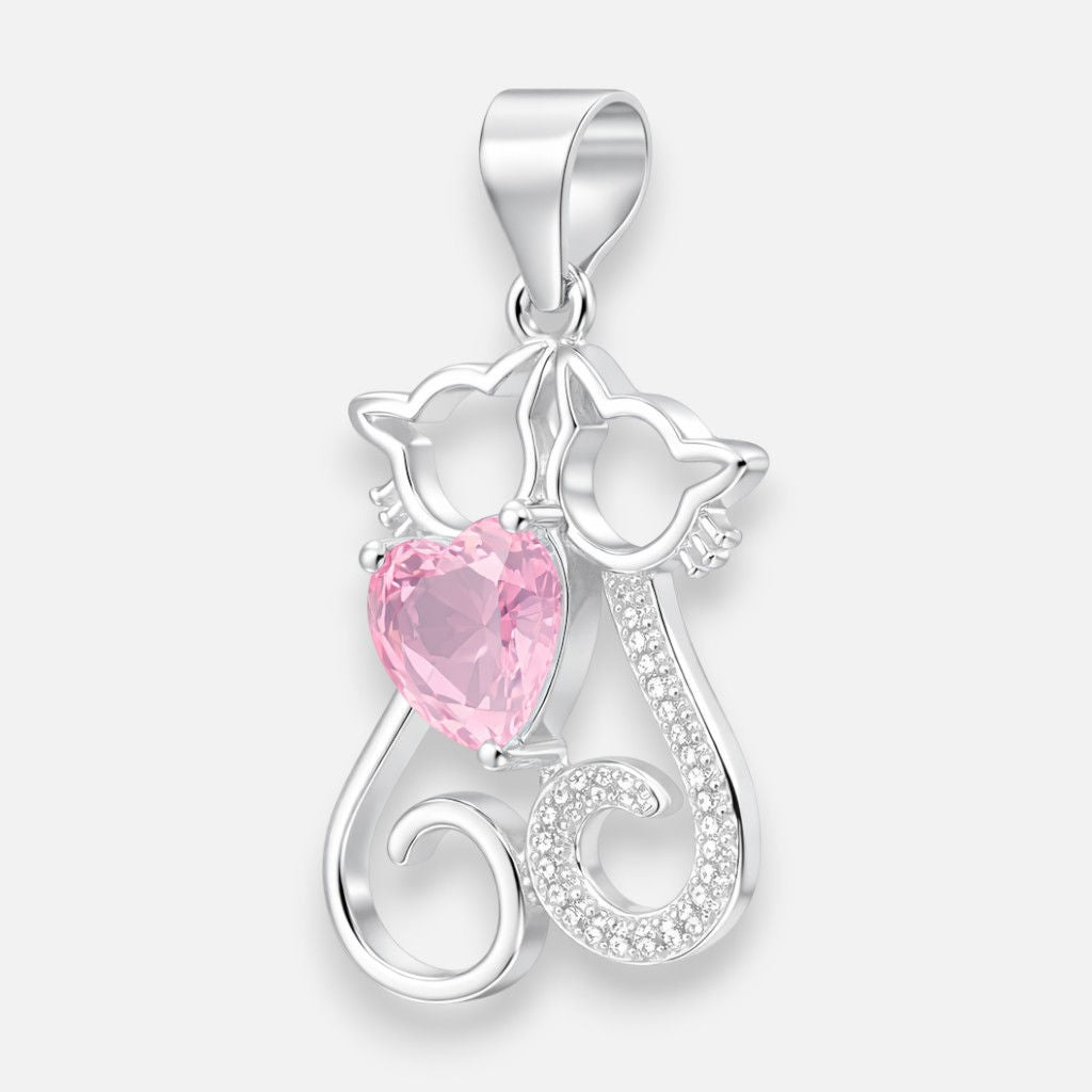 Colgante Pareja de Gatitos Corazón Circones Rosa Francia
