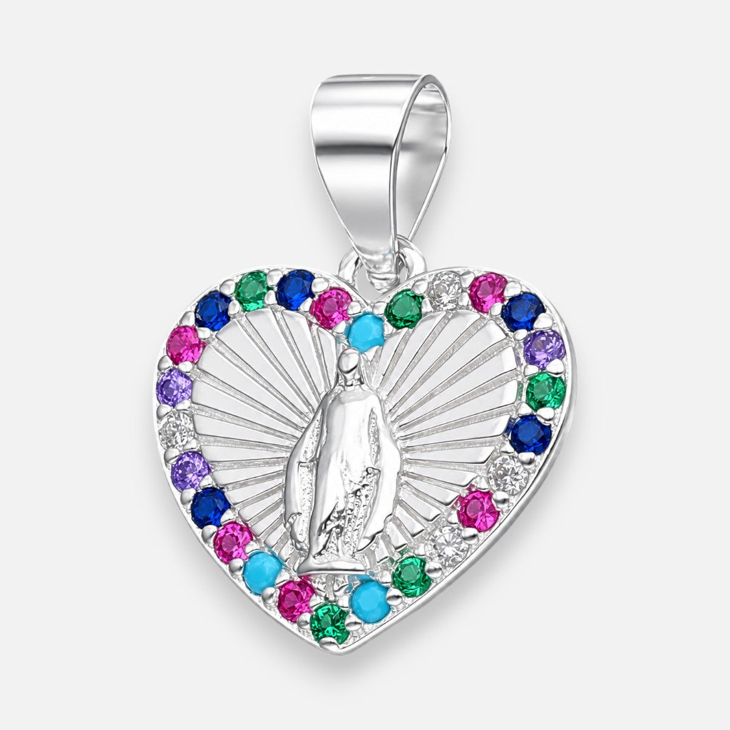Colgante Corazón Virgen de lo Rayos Circones Multicolor