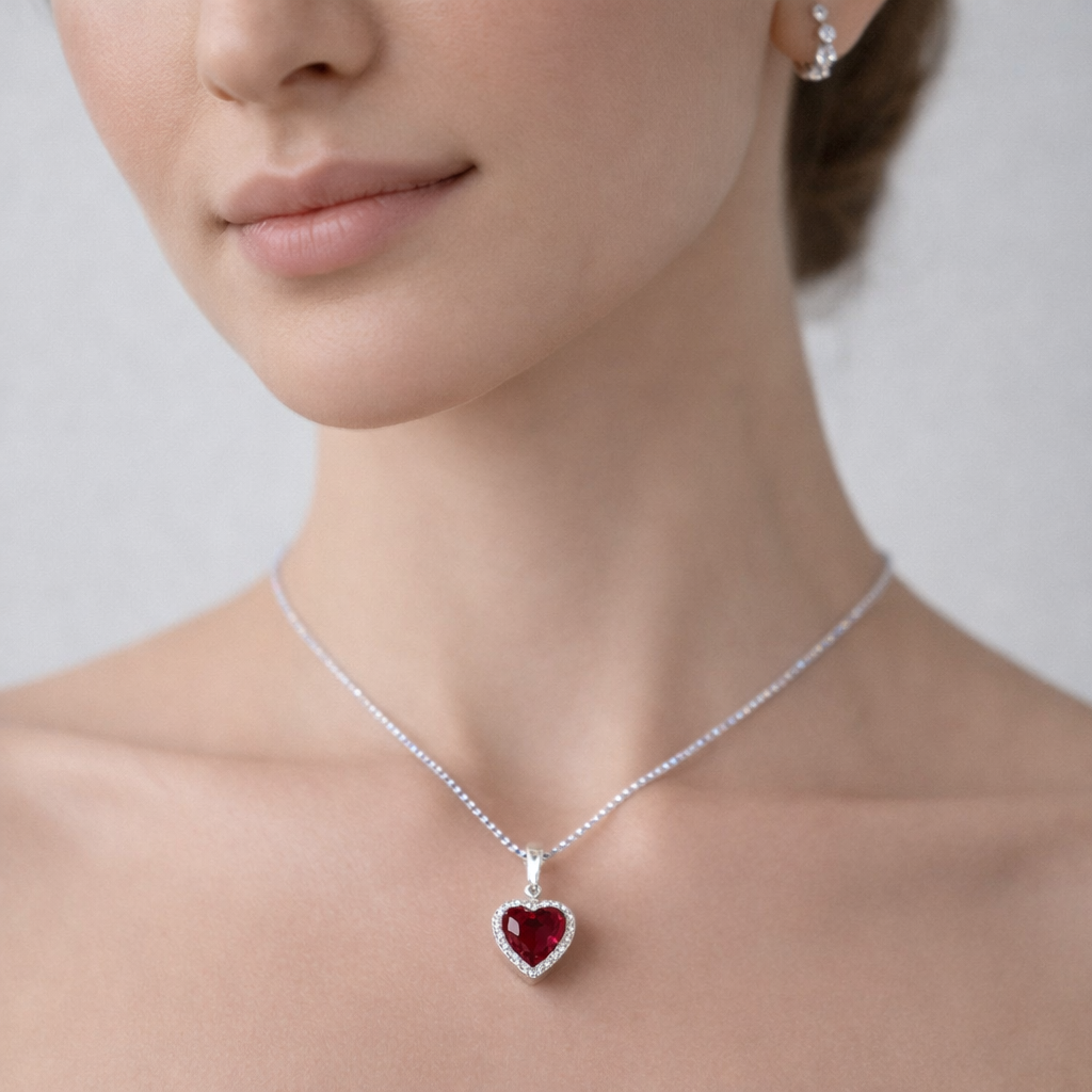 Colgante Corazón Circón Topacio Rubí