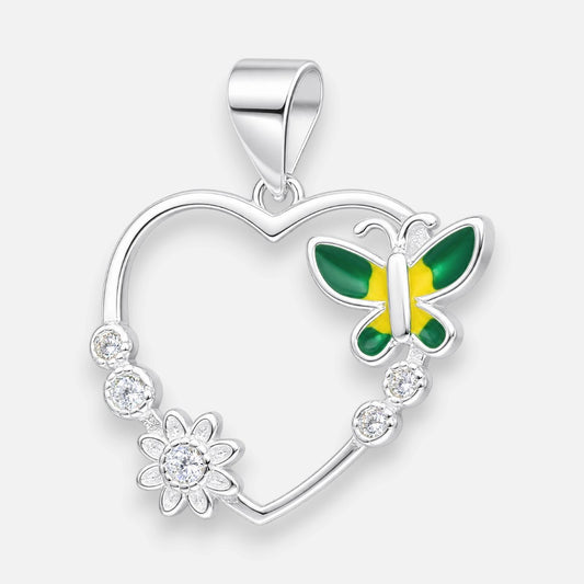 Colgante Corazón Mariposa Flor Esmaltada Circones