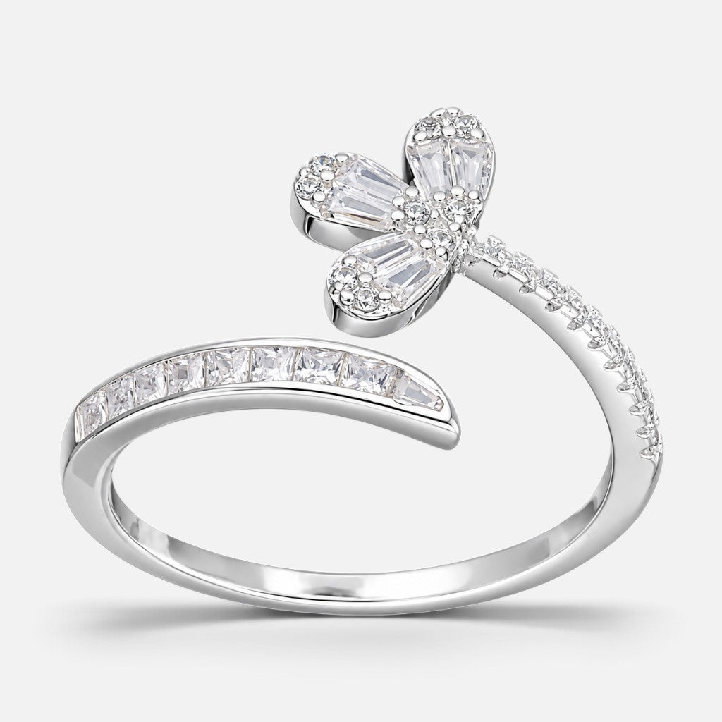 Anillo Ajustable Flor Circones