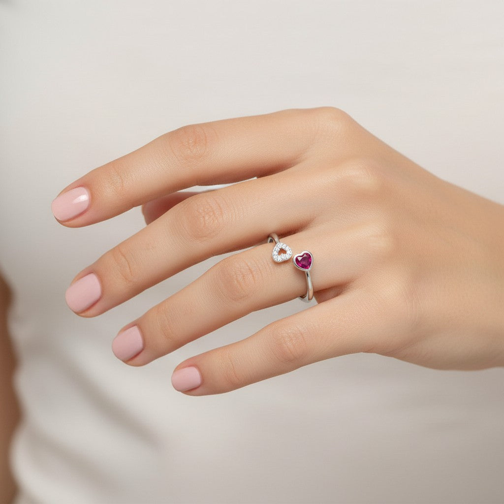 Anillo Ajustable Corazones Circones Rubi