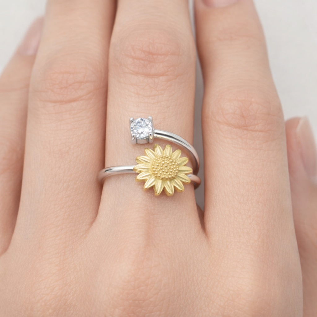 Anillo Ajustable Girasol Circón