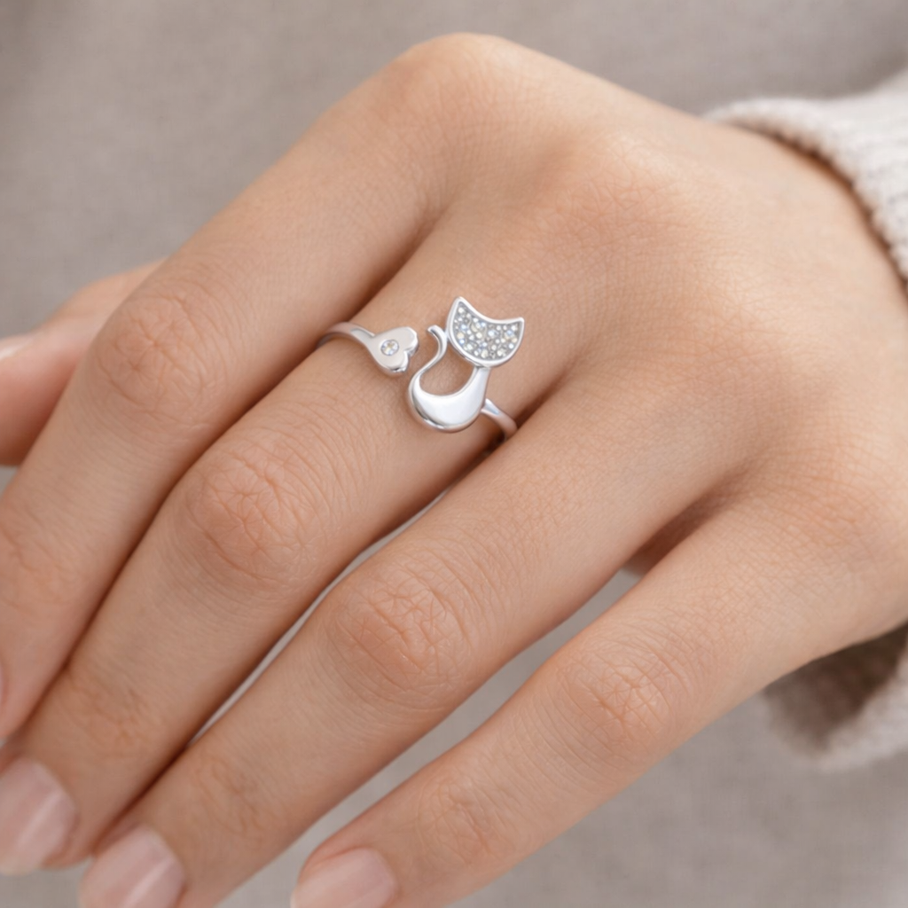 Anillo Ajustable Gatito Corazón Circones