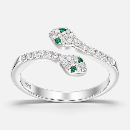 Anillo Ajustable Serpientes Circones Esmeralda