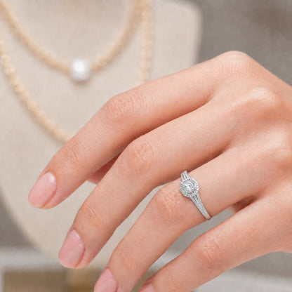 Anillo Solitario Circones Halo