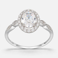 Anillo Solitario Ovalo Halo Circones