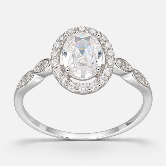 Anillo Solitario Ovalo Halo Circones