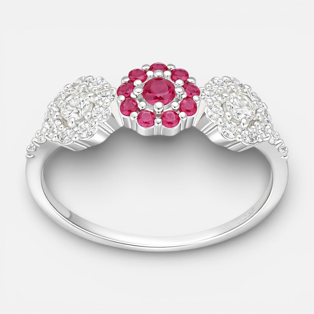 Anillo Flores Circones Rubí