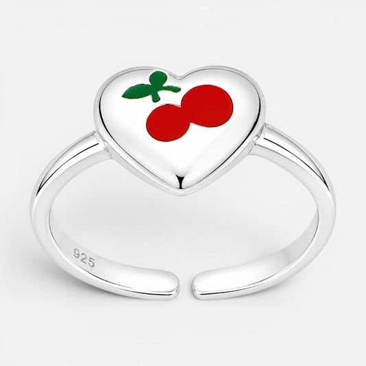 Anillo Ajustable Corazón Cerezas 14