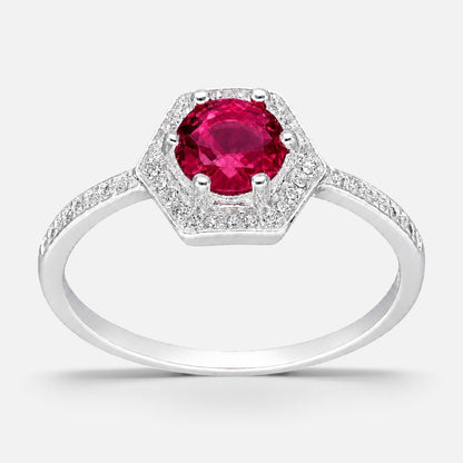 Anillo Hexágono Circón Rubí