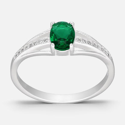 Anillo Solitario Ovalado Circón Esmeralda