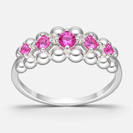 Anillo Cintillo Esferas Circones Fucsia