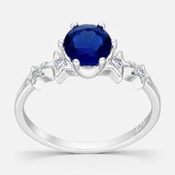Anillo Solitario Estrellas Circón Zafiro