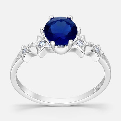 Anillo Solitario Estrellas Circón Zafiro