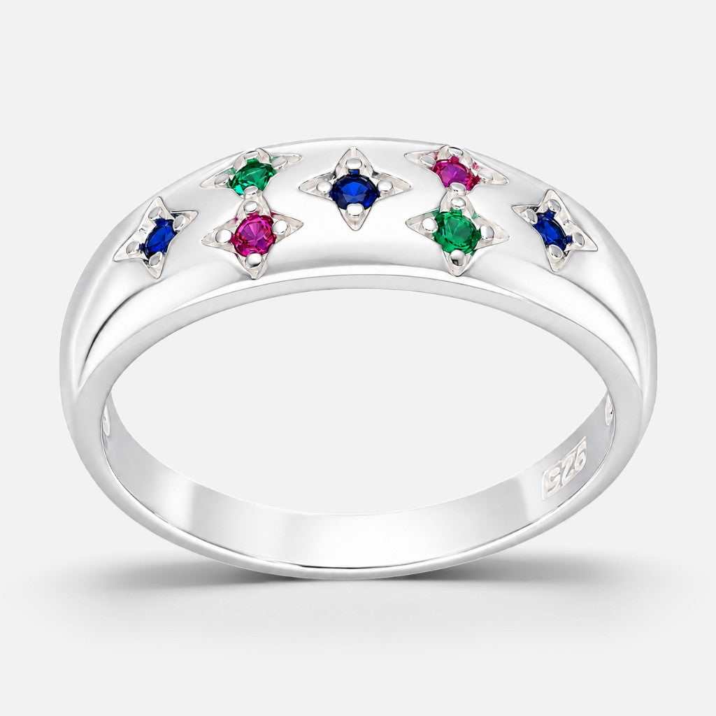 Anillo Cintillo Estrellas Circones Multicolor