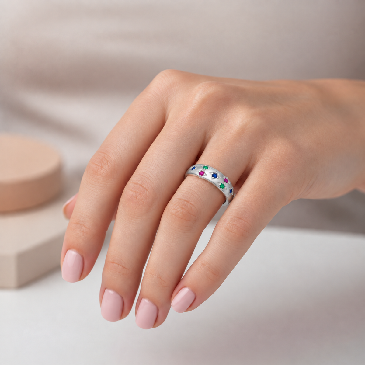 Anillo Cintillo Estrellas Circones Multicolor
