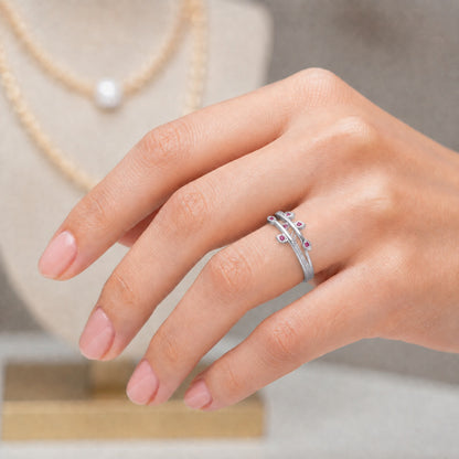 Anillo Espigas Circones Rubí