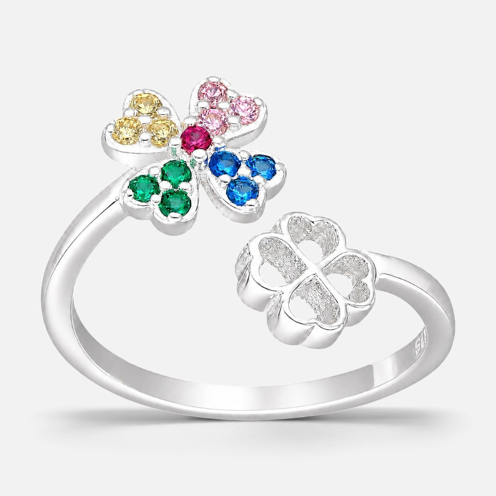 Anillo Ajustable Trébol 4 Hojas Circones Multicolor