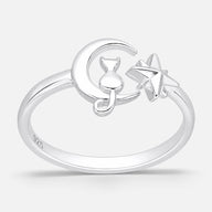 Anillo Ajustable Media Luna Gatito Estrella