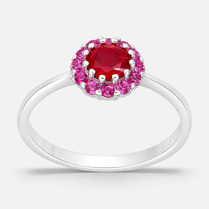 Anillo Flor Circones Rubí