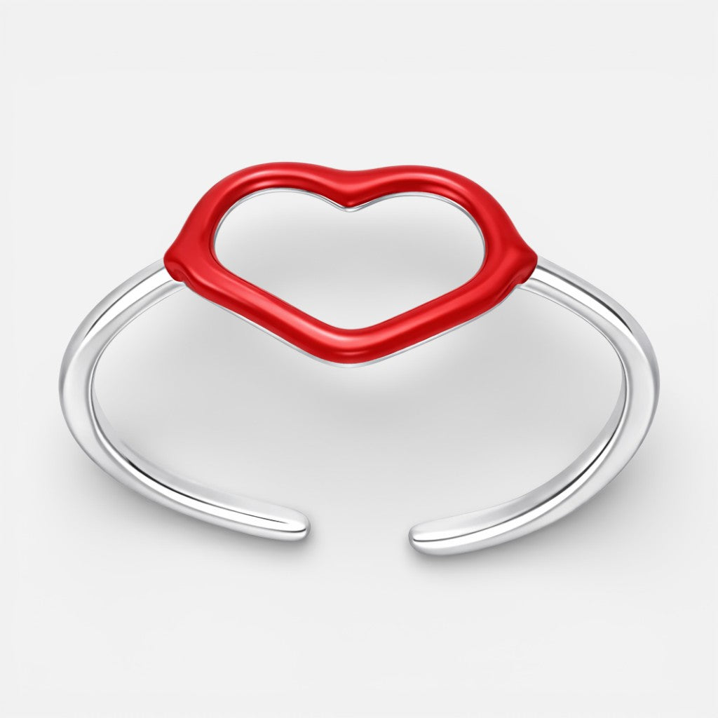 Anillo Ajustable Corazón Esmaltado Rojo