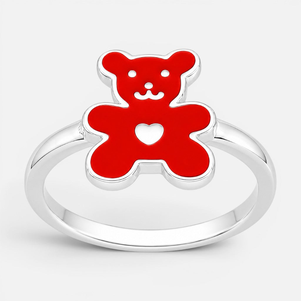 Anillo Osito Corazón Esmaltado