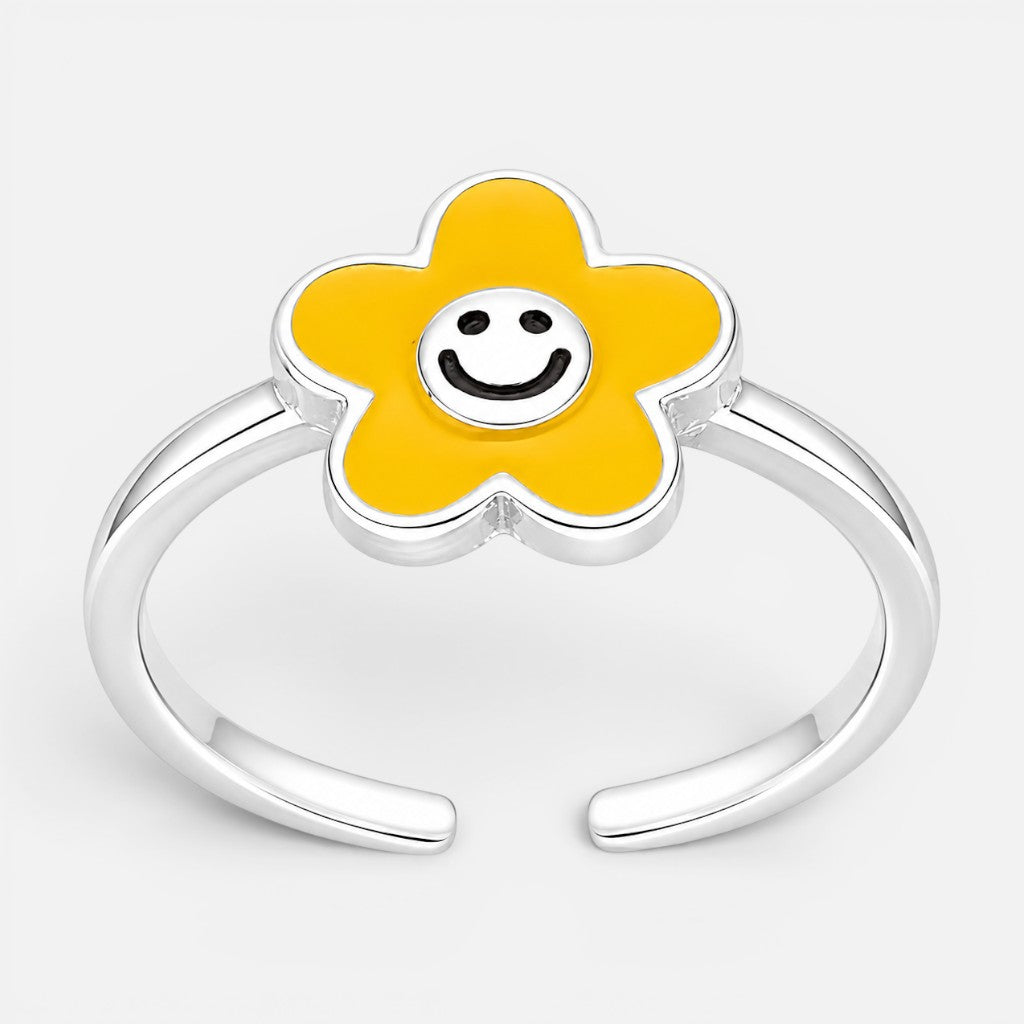 Anillo Ajustable Flor Smile Esmaltada
