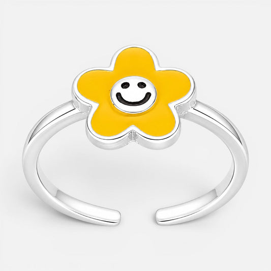 Anillo Ajustable Flor Smile Esmaltada 18
