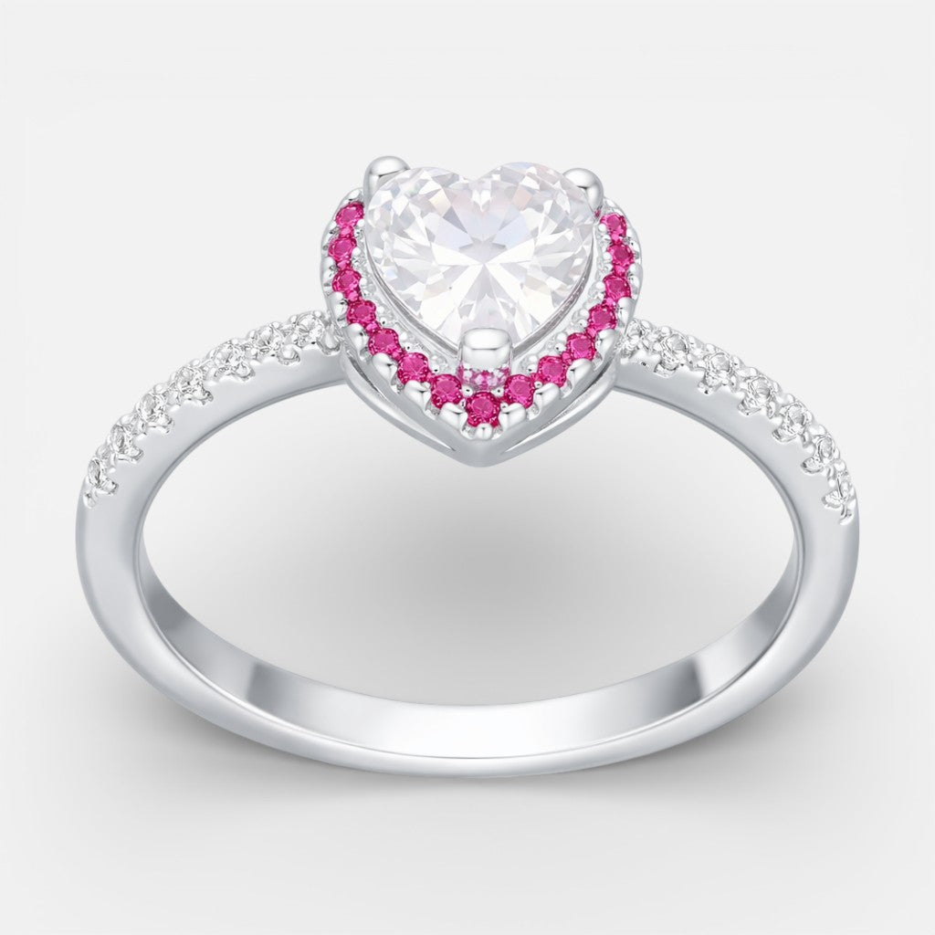 Anillo Corazón Circones Fucsia