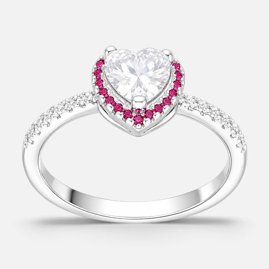 Anillo Corazón Circones Fucsia