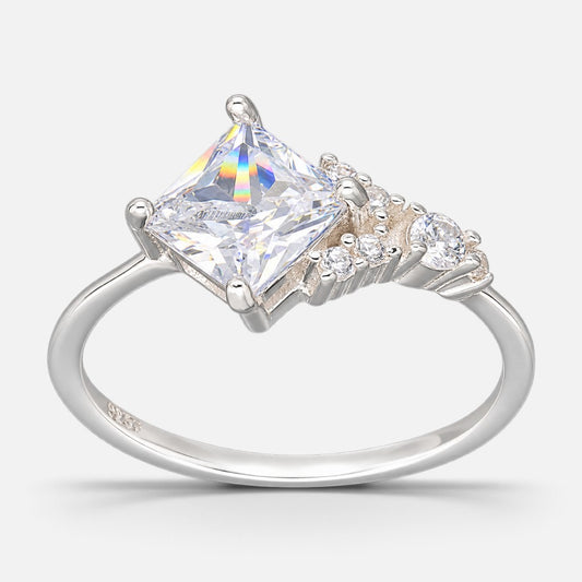 Anillo Solitario Circón Baguette