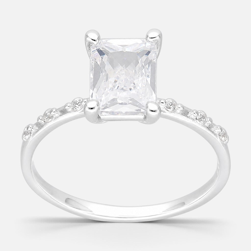 Anillo Solitario Circón Baguette